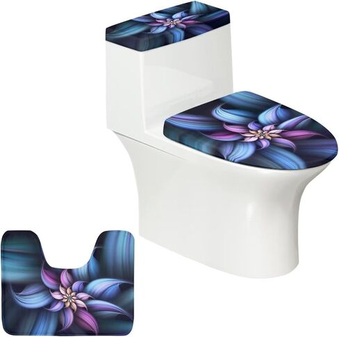 Wood Print Toilet Cover Set with Bathroom Rug U-Shaped Toilet Seat Cover Set Non Slip Bath Mat Fit Under Door Bathroom Floor Mats Carpet Replacement 3 Pcs/Set in Saudi Arabia