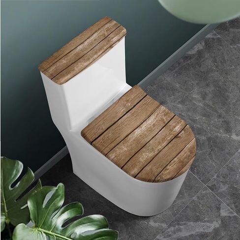 Wood Print Toilet Cover Set with Bathroom Rug U-Shaped Toilet Seat Cover Set Non Slip Bath Mat Fit Under Door Bathroom Floor Mats Carpet Replacement 3 Pcs/Set in Saudi Arabia