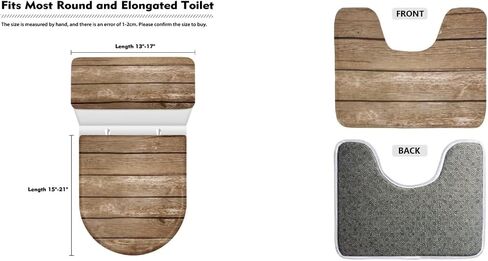 Wood Print Toilet Cover Set with Bathroom Rug U-Shaped Toilet Seat Cover Set Non Slip Bath Mat Fit Under Door Bathroom Floor Mats Carpet Replacement 3 Pcs/Set in Saudi Arabia