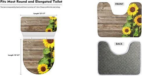 Wood Print Toilet Cover Set with Bathroom Rug U-Shaped Toilet Seat Cover Set Non Slip Bath Mat Fit Under Door Bathroom Floor Mats Carpet Replacement 3 Pcs/Set in Saudi Arabia