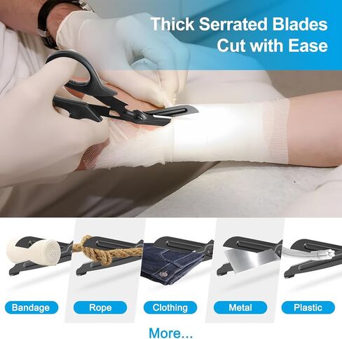 مقص طبي مع حلقة تسلق 7.5 بوصة، مقص ضمادة، مقص ممرضات، مقص صدمات من الفولاذ المقاوم للصدأ، مقص جراحي مطلي بالفلورايد للطبيب، الإسعافات الأولية، EMT، مع حامل شارة بكرات قابلة للسحب in Kuwait