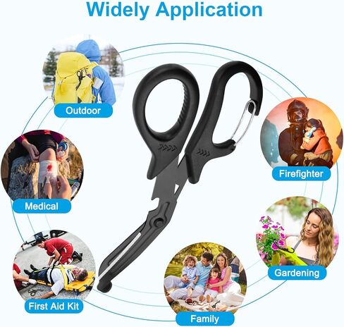مقص طبي مع حلقة تسلق 7.5 بوصة، مقص ضمادة، مقص ممرضات، مقص صدمات من الفولاذ المقاوم للصدأ، مقص جراحي مطلي بالفلورايد للطبيب، الإسعافات الأولية، EMT، مع حامل شارة بكرات قابلة للسحب in Kuwait
