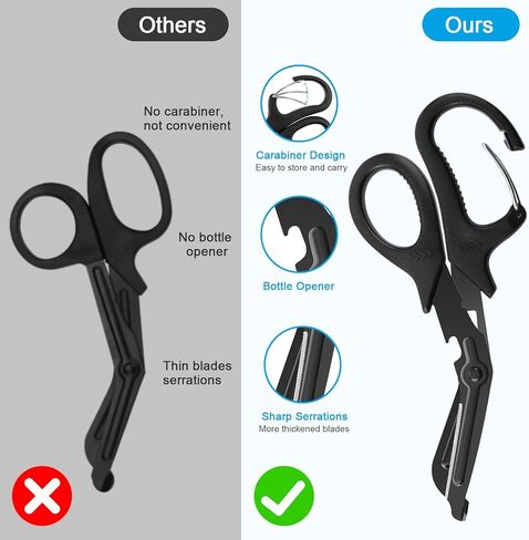 مقص طبي مع حلقة تسلق 7.5 بوصة، مقص ضمادة، مقص ممرضات، مقص صدمات من الفولاذ المقاوم للصدأ، مقص جراحي مطلي بالفلورايد للطبيب، الإسعافات الأولية، EMT، مع حامل شارة بكرات قابلة للسحب in Kuwait