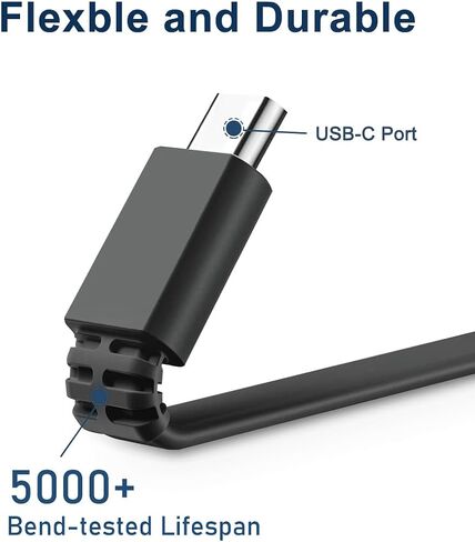 كابل شاحن Basesailor USB A إلى USB-C بطول 10 أقدام، قطعتان، سلك طاقة طويل مسطح من النوع A 2.0 إلى USBC متوافق مع iPhone 15، Blink Outdoor 4، PS5/Playstation 5، Xbox Series X، Switch Pro Controller 6.6 in Kuwait