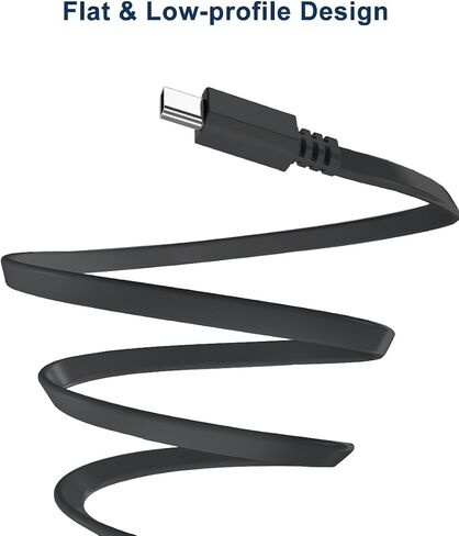 كابل شاحن Basesailor USB A إلى USB-C بطول 10 أقدام، قطعتان، سلك طاقة طويل مسطح من النوع A 2.0 إلى USBC متوافق مع iPhone 15، Blink Outdoor 4، PS5/Playstation 5، Xbox Series X، Switch Pro Controller 6.6 in Kuwait