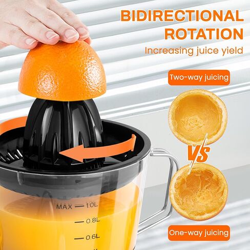 عصارة حمضيات كهربائية، عصارة ليمون مع ستانلس ستيل 1 لتر، عصارة برتقال بمحرك قوي وهادئ 40 وات، تحكم في اللب، عصارة للجريب فروت والليمون والبرتقال والليمون in Kuwait