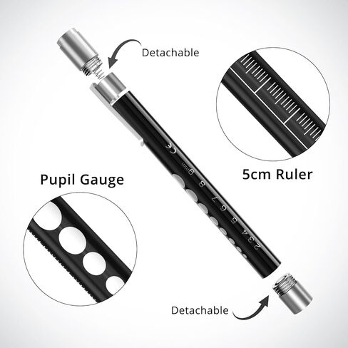 أضواء القلم CAVN للممرضات، 3 عبوات من المصابيح الطبية القابلة لإعادة الاستخدام مع مقياس الحدقة لطلاب التمريض، ضوء أبيض، أسود/أبيض/ذهبي وردي in Kuwait