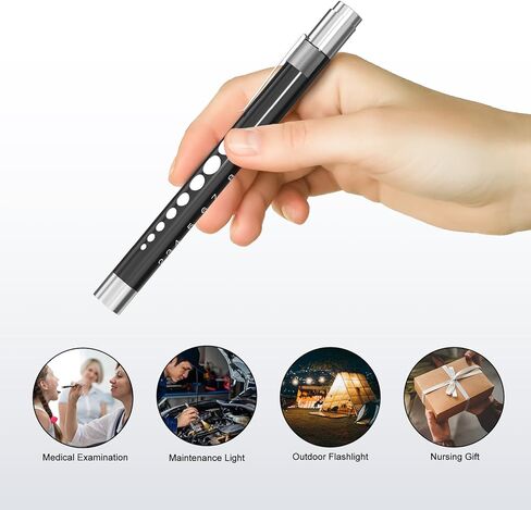 أضواء القلم CAVN للممرضات، 3 عبوات من المصابيح الطبية القابلة لإعادة الاستخدام مع مقياس الحدقة لطلاب التمريض، ضوء أبيض، أسود/أبيض/ذهبي وردي in Kuwait