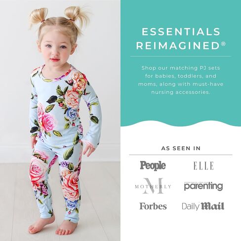 مجموعة بيجامة أطفال من Posh Peanut - ملابس للفتيات الصغيرات - ملابس أطفال من قطعتين PJ - فسكوز ناعم من الخيزران (ورد ريفي، 3T) in Kuwait