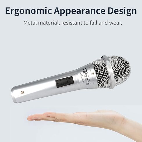 ميكروفون صوتي ديناميكي قلبي من Guarda مع كابل XLR بطول 26.3 قدم، ميكروفون معدني محمول متوافق مع آلة الكاريوكي / مكبر صوت / أمبير / خلاط لغناء الكاريوكي، والكلام، ومفتاح التشغيل/الإيقاف (SM-3000) in Kuwait