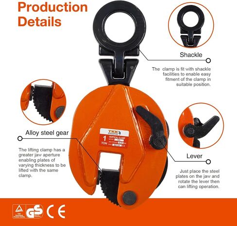 Vertical Plate Clamp 4400Lb, 2Ton Plate Lifting Clamps Jaw Opening up to 1.3 inch Heavy Duty Lifting Clamps for Lifting and Transporting (4400lb 2t) in Saudi Arabia