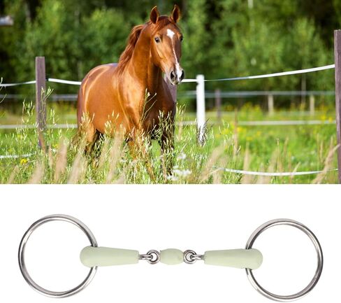 Pssopp Horse Mouth Bit, Stainless Steel Ring Middle Rubber Apple Flavour Horse Mouth Bit Rust Resistance Loose Ring for Controling The Horse's Activities in Saudi Arabia