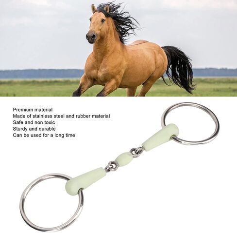Pssopp Horse Mouth Bit, Stainless Steel Ring Middle Rubber Apple Flavour Horse Mouth Bit Rust Resistance Loose Ring for Controling The Horse's Activities in Saudi Arabia