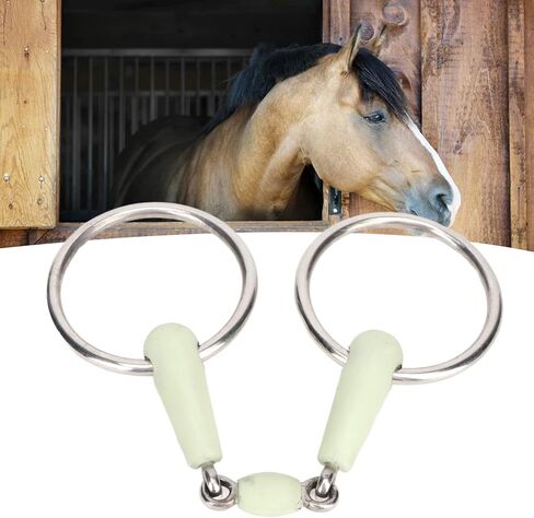Pssopp Horse Mouth Bit, Stainless Steel Ring Middle Rubber Apple Flavour Horse Mouth Bit Rust Resistance Loose Ring for Controling The Horse's Activities in Saudi Arabia