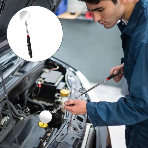 قطعتان من مرآة الفحص المتداخلة، مرآة فحص دائرية مرنة تدور 360 درجة مع مقبض ممتد، مرايا فحص مستديرة لفحص حالة السيارة (قطر 2 بوصة) in Kuwait