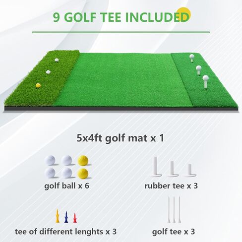 حصيرة ضرب الجولف، 2024 ترقية Pro Nylon Turf Golf Mats ممارسة في الأماكن المغلقة في الهواء الطلق، 5x4ft قسط العشب تأثير حصيرة تأتي مع 3 المحملات المطاطية، 6 كرات الغولف، 6 المحملات الغولف لتدريب الغولف الإيدز التقطيع سوينغ in Kuwait