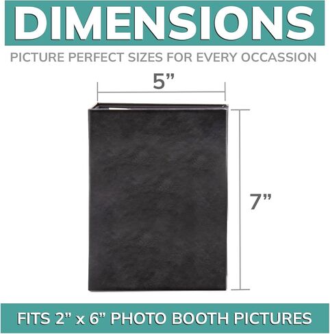 ألبوم صور بوث pbf | ألبوم صور مقاس 2 × 6 مع أكمام صور | كتاب الذاكرة 2x6 شرائط | ألبوم الصور الشريطية | ألبوم صور الزفاف لصور كشك الصور | 100 صفحة، تحمل 200 صورة (أسود، عبوة واحدة) in Kuwait