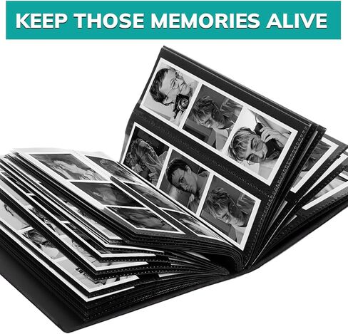 ألبوم صور بوث pbf | ألبوم صور مقاس 2 × 6 مع أكمام صور | كتاب الذاكرة 2x6 شرائط | ألبوم الصور الشريطية | ألبوم صور الزفاف لصور كشك الصور | 100 صفحة، تحمل 200 صورة (أسود، عبوة واحدة) in Kuwait