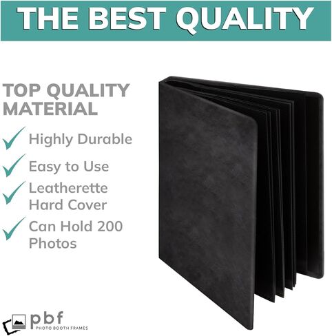 ألبوم صور بوث pbf | ألبوم صور مقاس 2 × 6 مع أكمام صور | كتاب الذاكرة 2x6 شرائط | ألبوم الصور الشريطية | ألبوم صور الزفاف لصور كشك الصور | 100 صفحة، تحمل 200 صورة (أسود، عبوة واحدة) in Kuwait
