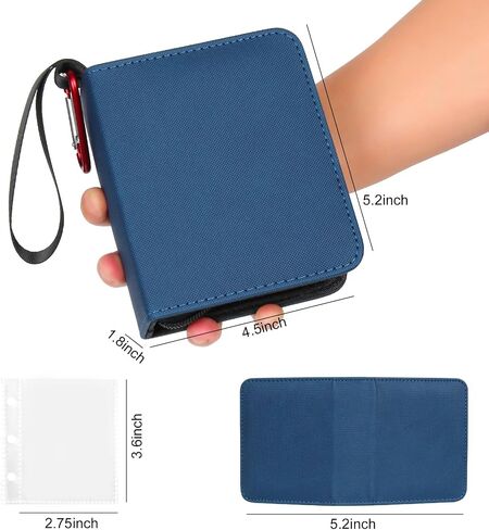 GEAoffice Mini Card Binder 1-Pocket, Super Lightweight Small Collectible Trading Card Albums for 80 Cards, Top Loading Zipper Binder for TCG, MTG, Yugioh, Gifts for Girls, Blue in Saudi Arabia