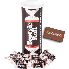 Tootsiee Roll Candy Bank – Filled with Tootsiee Roll Midgees – Piggy Bank/Coin Bank Cardboard Tube Big Size – 5.7 oz – Bundled by SAVANOVA Gift in Saudi Arabia