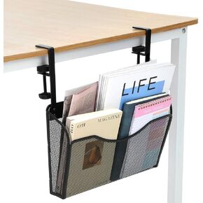 Clamp On Desk Organizer, 2-IN-1 Under Desk Side Organizer Storage, Wall Mounted Mesh File Rack, Hanging Office Organization for Document Magazine Paper School Supplies in Saudi Arabia