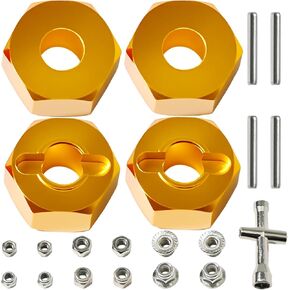 12mm Hex Wheel Hubs w/Axle Pins M4 Flange Lock Nut Standard M3 M4 Nut 5mm Thickness Aluminum Wheel Drive Adapter Replacement of 1654 for RC Traxxas 1/10 Slash 4x4, Stampede 4WD in Kuwait