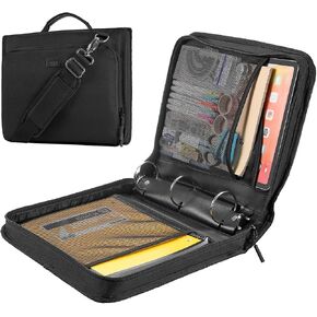 2 Inch 3-Ring Zipper Binder with Shoulder Strap, O-Ring Zip Up Binder with 500 Sheet Capacity, Compatible with 13" MacBook/Tablet, for School, Office (Black) in Saudi Arabia
