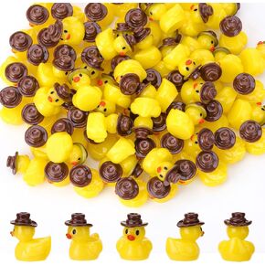 80 Pcs Mini Resin Cowboy Ducks, Tiny Yellow Ducks, Miniature Western Cowboy Duck Figurines for Western Party Decor, Landscape, Dollhouse, Garden, Aquarium in Saudi Arabia