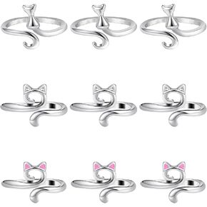 9pcs حلقات الكروشيه لتوتر الكروشيه خاتم التوتر لخطوص إصبع القطة لخطوشة الكروشيه حلقات الكروشيه حلقة الفضة الحياكة القابلة للتعديل الأدوات الأساسية الإكسسوارات in Kuwait