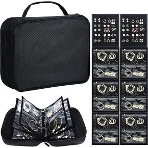 Meneng Travel Jewelry Case Organizer: PU Leather Jewelry Storage Book مع 20 صفحة PVC + 2 أوراق مخملية - موثق مجوهرات مقاومة للماء للمدونين in Kuwait