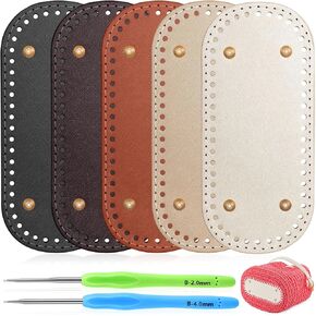 SilTriangle 5 Pcs Purse Bottoms for Crochet Bags with 2 Pcs Hook, Crochet Purse Kit Basket Base Leather Bag Bottoms for DIY Bags Making Supplies Kit Knitting(Classic Color) in Saudi Arabia
