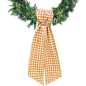 إكليث وشاح للباب الأمامي برتقالي أبيض بوفالو أكاليل بلود أكاليل ساتان ساتان جارلاند الشريط إكسسوارات لزهور الزهور في الهواء in Kuwait