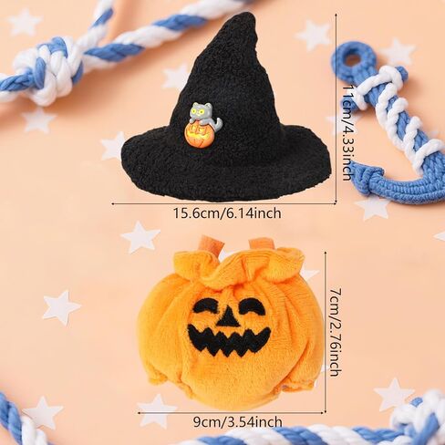 2pcs 6.7 Inch Halloween Doll Clothes Set, Knit Orange & Black Pumpkin Outfit + Halloween Hat Doll Clothing Accessories for Decoration & Display in Kuwait