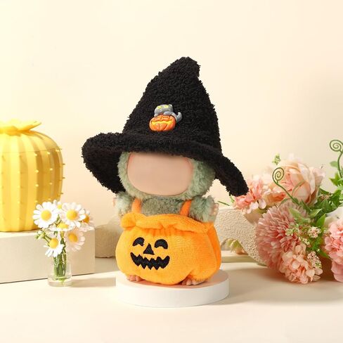 2pcs 6.7 Inch Halloween Doll Clothes Set, Knit Orange & Black Pumpkin Outfit + Halloween Hat Doll Clothing Accessories for Decoration & Display in Kuwait