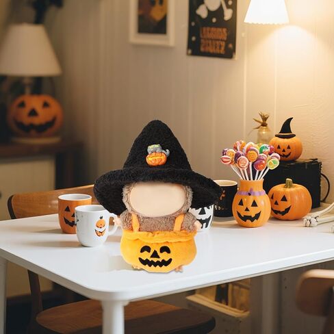 2pcs 6.7 Inch Halloween Doll Clothes Set, Knit Orange & Black Pumpkin Outfit + Halloween Hat Doll Clothing Accessories for Decoration & Display in Kuwait