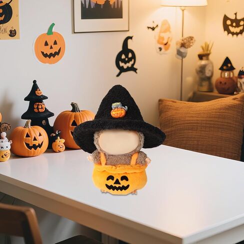 2pcs 6.7 Inch Halloween Doll Clothes Set, Knit Orange & Black Pumpkin Outfit + Halloween Hat Doll Clothing Accessories for Decoration & Display in Kuwait