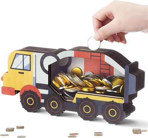 Maxdot Wooden Tank Truck Bank Piggy Bank Window Window Bank Piggy Bank للأطفال in Saudi Arabia