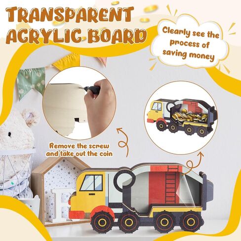 Maxdot Wooden Tank Truck Bank Piggy Bank Window Window Bank Piggy Bank للأطفال in Saudi Arabia