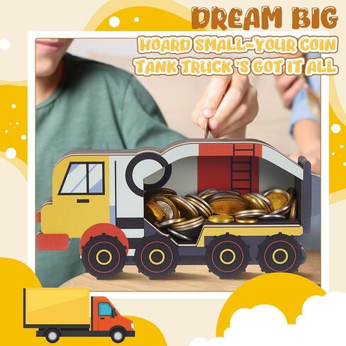 Maxdot Wooden Tank Truck Bank Piggy Bank Window Window Bank Piggy Bank للأطفال in Saudi Arabia