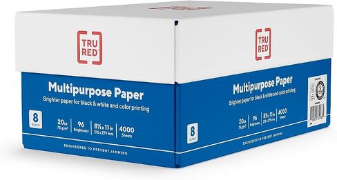Tru Red 8.5 "× 11" ورقة متعددة الأغراض ، 20 رطلاً ، 96 سطوع ، 500 ورقة/ream ، 8 reams/carton in Saudi Arabia