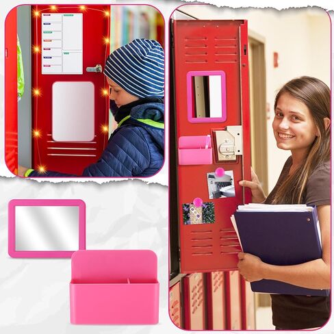 TaoBary 13 Pcs Pink Locker Organizer Kit Locker Accessories Includes Shelf Whiteboard Magnetic Mirror Storage Cup Dry Erase Rug Marker Light for Girls in Middle Back to School Decor in Saudi Arabia