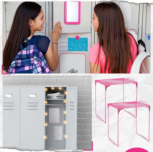 TaoBary 13 Pcs Pink Locker Organizer Kit Locker Accessories Includes Shelf Whiteboard Magnetic Mirror Storage Cup Dry Erase Rug Marker Light for Girls in Middle Back to School Decor in Saudi Arabia