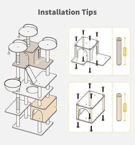 Made4pets Tall Cat Tree ، 80 "Tree Tower للقطط الداخلية البالغة البالغة ، برج القط الحديث مع الخدش بوست ، أرجوحة مريحة ، 3 جثم وشقق شقة قوية ورقيقة ، رمادية داكنة in Kuwait