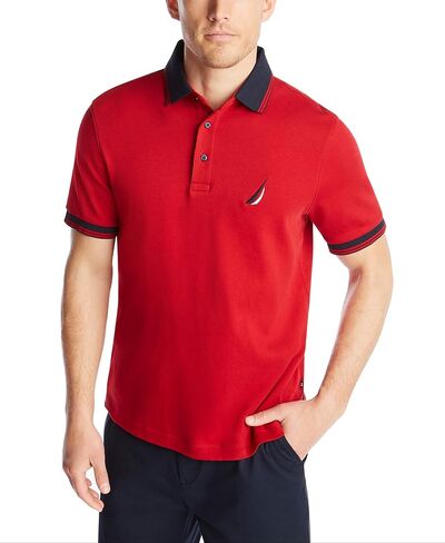 Nautica Men's Short Sleeve 100% Cotton Tipped Polo Shirt in Saudi Arabia