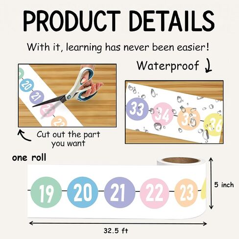 Number Line for Classroom Wall -20 to 120 Bulletin Board Border for Classroom Wall Decoration 32.5ft 1 Roll Math Classes Decor (Colorful) in Saudi Arabia