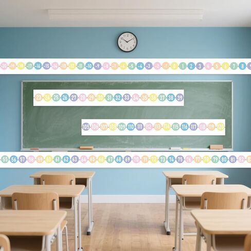 Number Line for Classroom Wall -20 to 120 Bulletin Board Border for Classroom Wall Decoration 32.5ft 1 Roll Math Classes Decor (Colorful) in Saudi Arabia