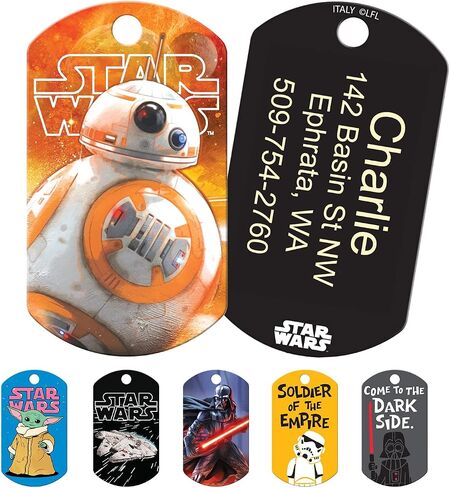 GoTags Star Wars Baby Yoda Dog Tags for Pets, Personalized Engraved Dog ID Tags with up to 4 Lines of Custom Text in Saudi Arabia