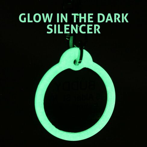 GoTags Personalized Dog ID Tag - 4 Lines Custom Engraved Text, Glow in The Dark Silencer for Protection in Saudi Arabia
