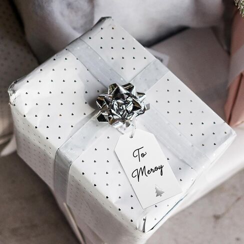 100 Pcs Christmas Gift Tags with String, 3.5 x 2 Inch White Gift Tags with Foil Christmas Tree Design Present Wrapping Labels for Xmas Holidays New Year Presents Wrapping Decor(Gold) in Saudi Arabia